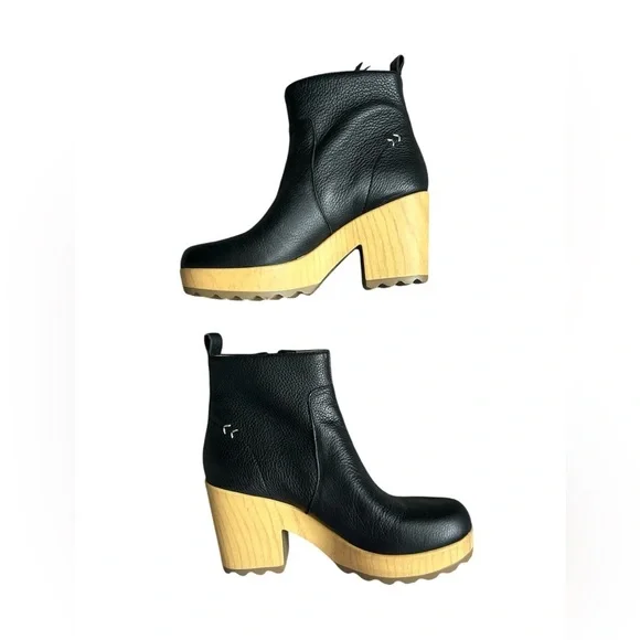 Dr. Scholl’s Original Collection Black Leather Chunky Platform Boots size 7 - Picture 2 of 7